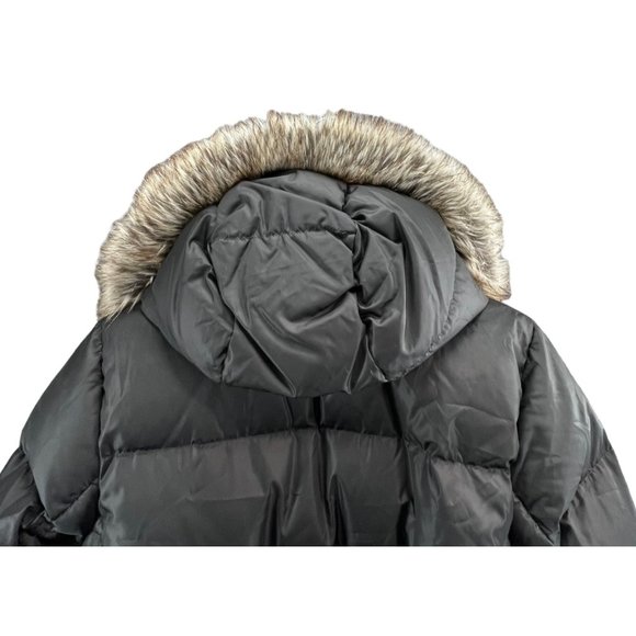 Eddie Bauer Quilted Hooded Faux Fur Lodge Down Duffle Puffer Coat Black Womens S - Picture 5 of 14